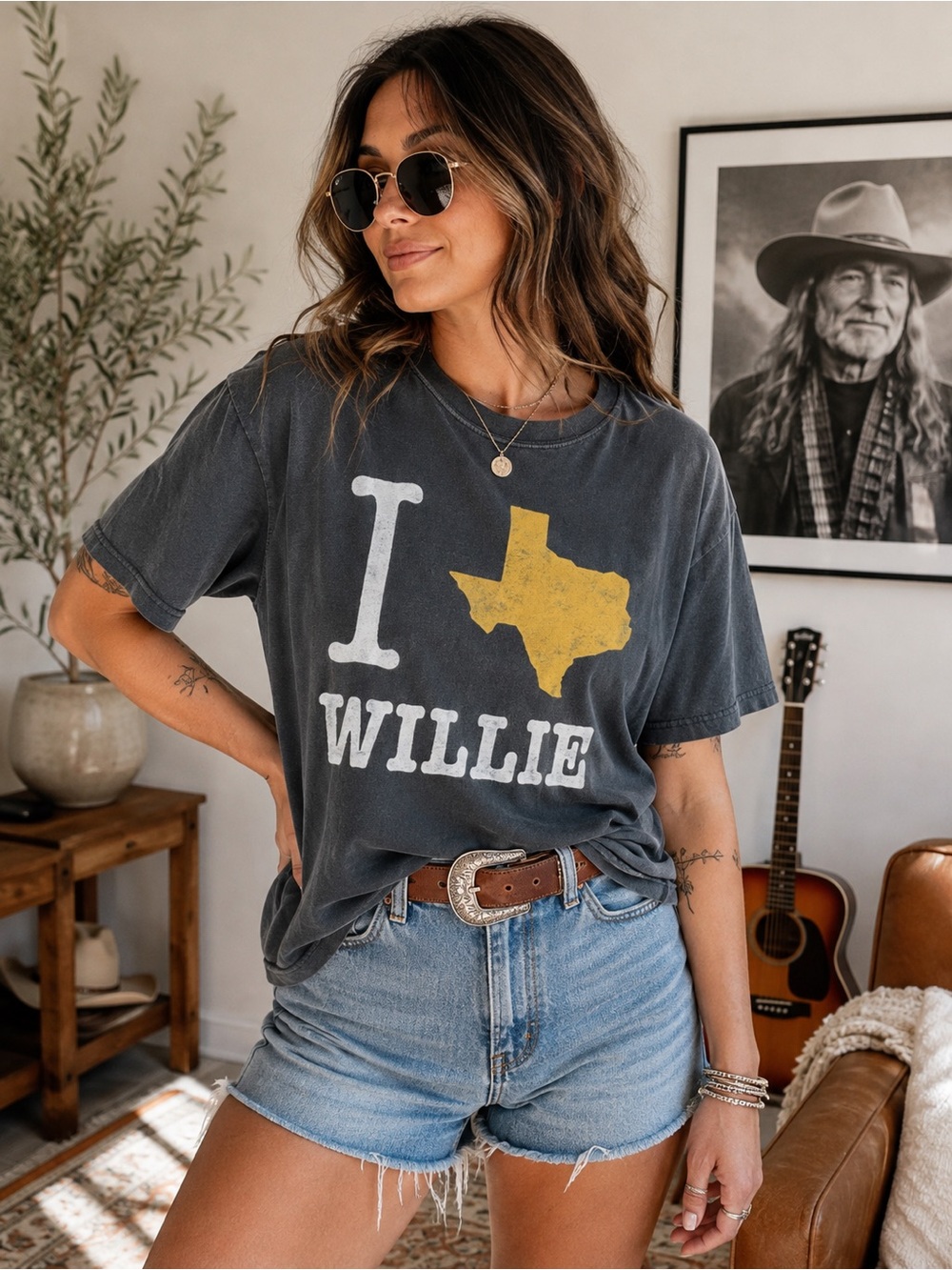 Daydreamer I ❤️ Texas Willie Nelson Graphic Tee Medium NWT 169.170.171